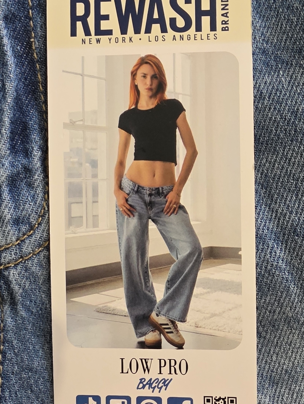 Rewash Light Blue Low Pro Baggy Jeans Tag - Picture 2 of 4
